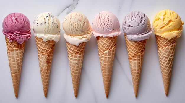 Cone de sorvete derretido Variedade de fundo branco