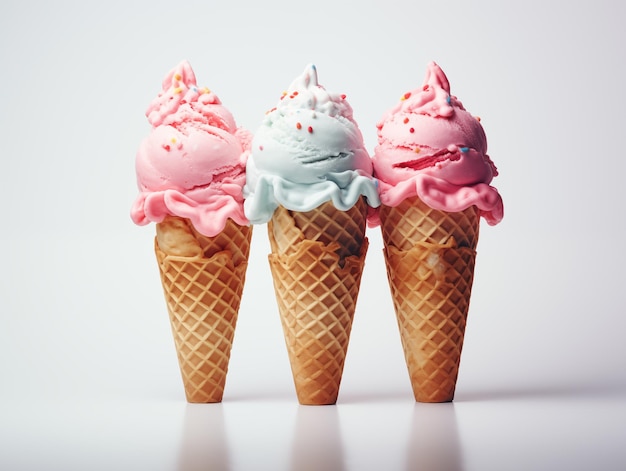 Foto cone de sorvete isolado no fundo branco simples