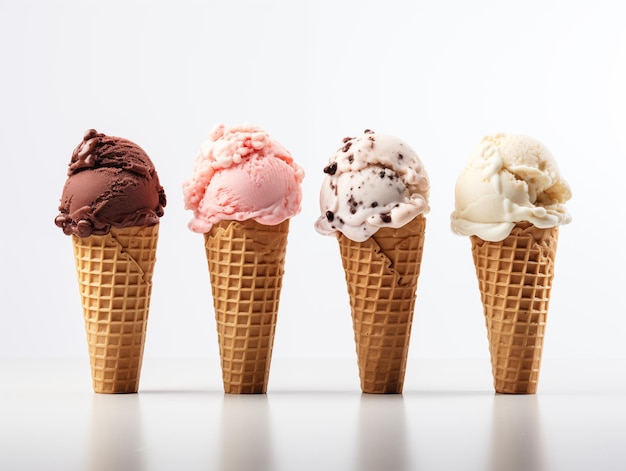 Foto cone de sorvete isolado no fundo branco simples