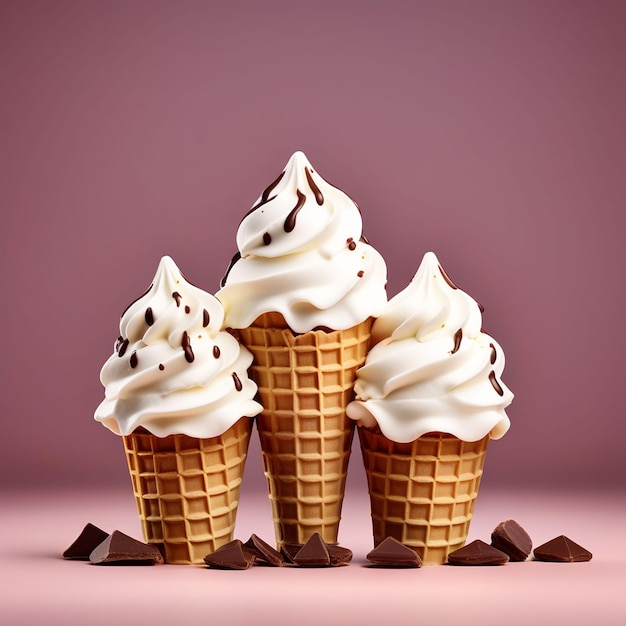cone de sorvete numa superfície branca