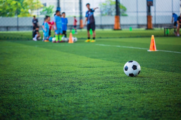 Lado De Um Posto De Futebol Com Rede Em Foco. Ponto De Treinamento Fora De  Foco. Fundo Do Tema Do Futebol Foto de Stock - Imagem de verde,  treinamento: 215376986