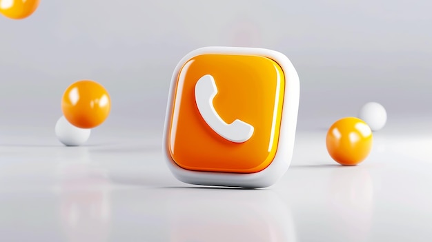 Ícone de telefone laranja e branco em fundo branco