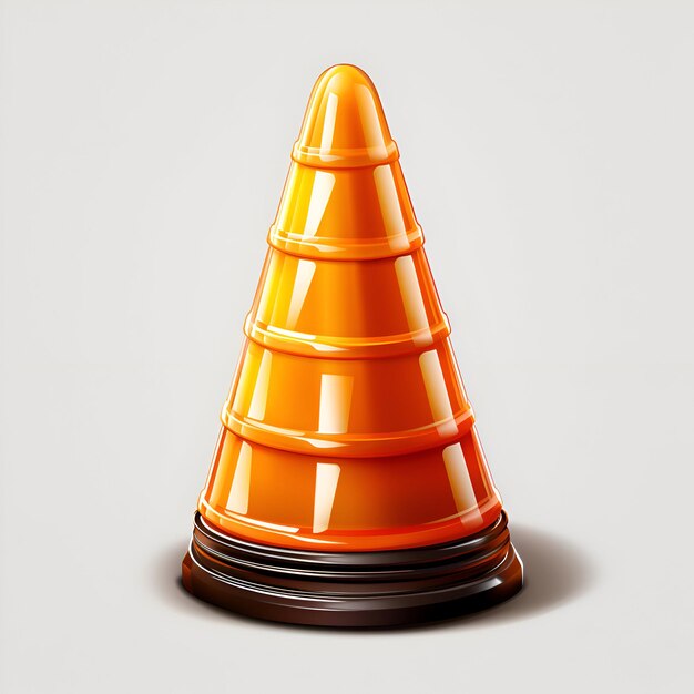 Cone de tráfego em um fundo cinza renderização 3D Eps 10