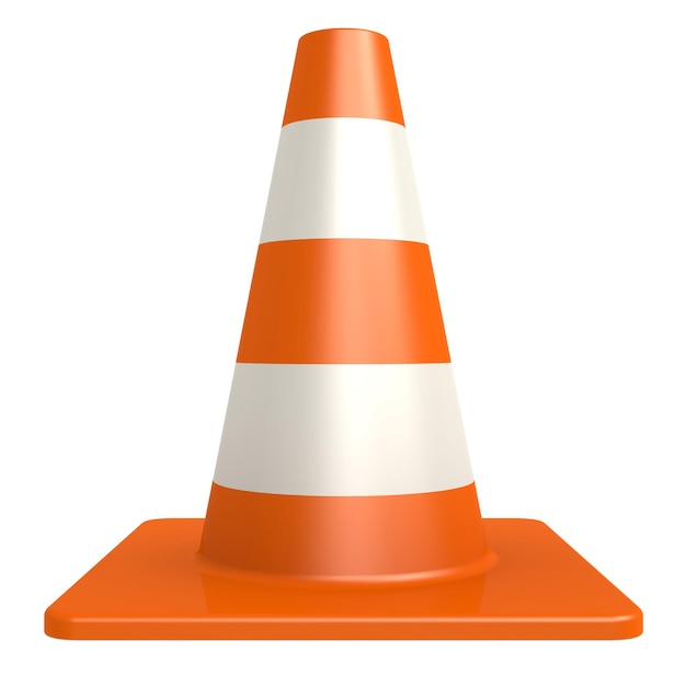 Cone de trânsito isolado com fundo branco