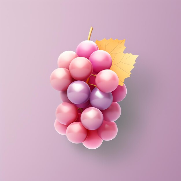 Ícone de uvas 3D em fundo roxo