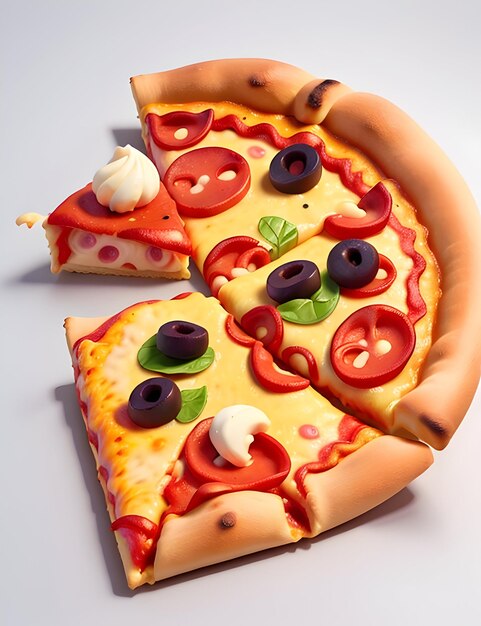 Ícone de vetor de renderização realista de pizza 3d