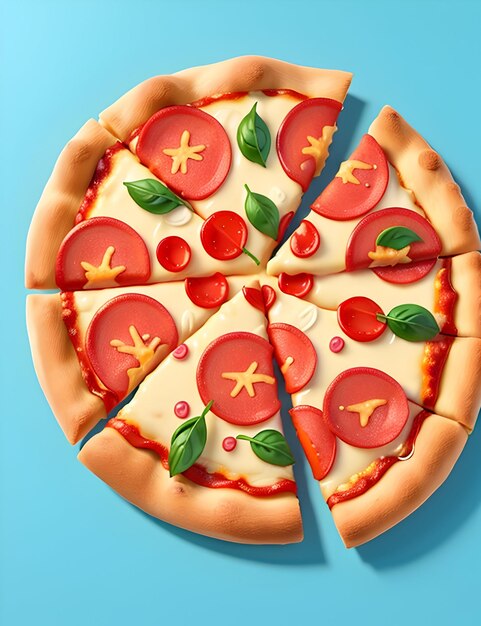 Ícone de vetor de renderização realista de pizza 3d