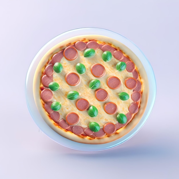 Ícone de vidro estilizado brilhante de comida de pizza
