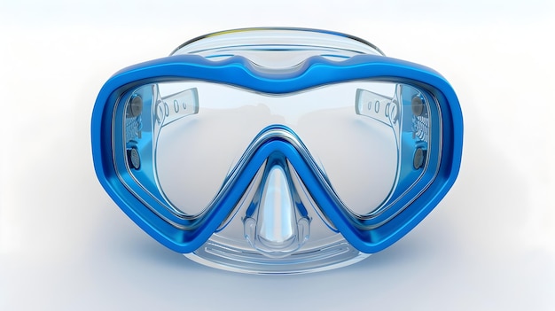 Ícone detalhado de máscara de mergulho 3D representando aventura subaquática e em fundo branco