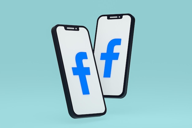 Ícone do Facebook na tela do smartphone ou celular 3d renderização