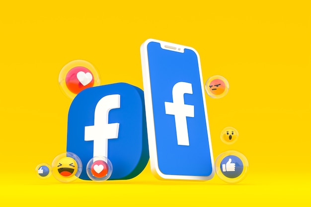 Ícone do Facebook na tela do smartphone ou renderização 3D do telefone móvel