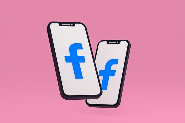 Ícone do Facebook na tela dos telefones celulares 3d render