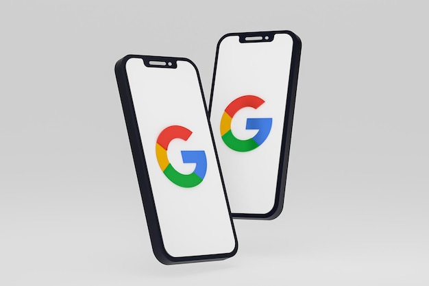 Ícone do Google na tela do smartphone ou celular 3d renderização