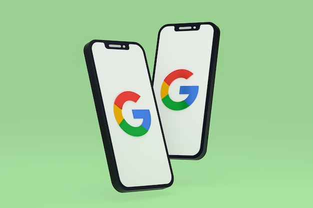 Ícone do Google na tela do smartphone ou celular 3d renderização