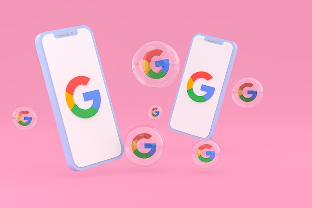 Ícone do Google na tela do smartphone ou celular 3d renderização