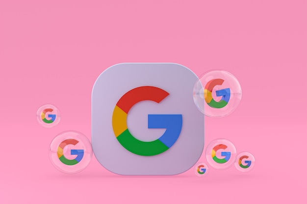 Ícone do Google na tela do smartphone ou renderização 3D do telefone móvel