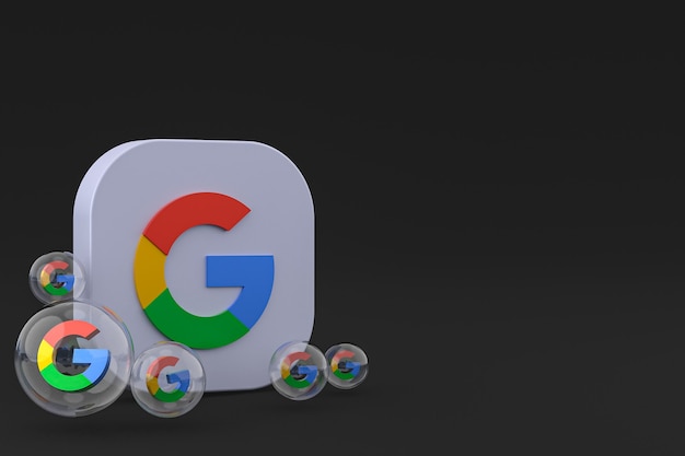 Ícone do Google na tela do smartphone ou renderização 3D do telefone móvel