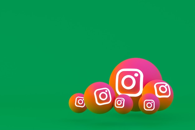 Ícone do Instagram definido renderização em fundo verde