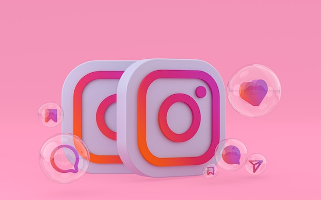 Ícone do instagram na tela do smartphone ou celular 3d renderização