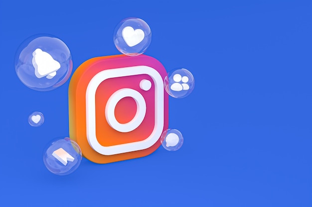 Ícone do instagram na tela do smartphone ou celular 3d renderização