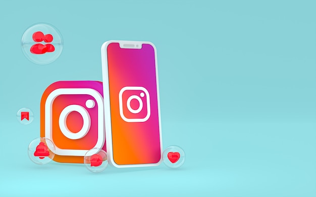 Ícone do Instagram na tela do smartphone ou celular, renderização 3D