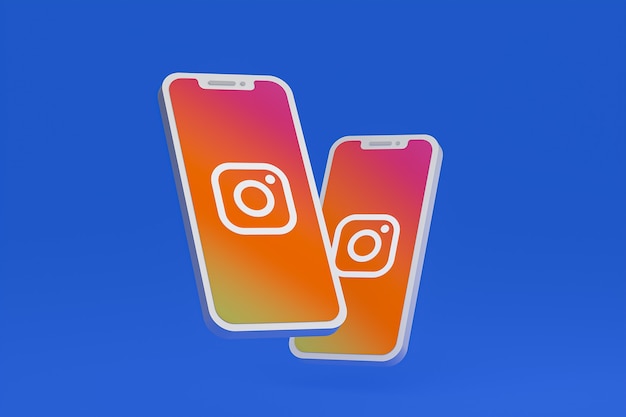 Ícone do Instagram na tela do smartphone ou celular renderização 3D