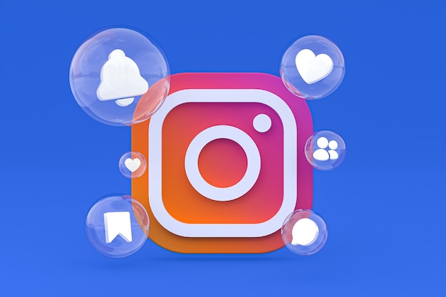 Ícone do Instagram na tela do smartphone ou renderização 3D do celular