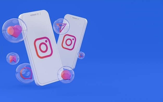 Ícone do Instagram na tela do smartphone ou renderização 3D do celular