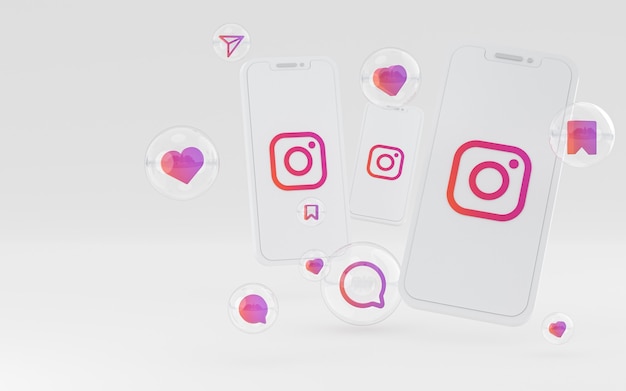 Ícone do Instagram na tela do smartphone ou renderização 3D do celular