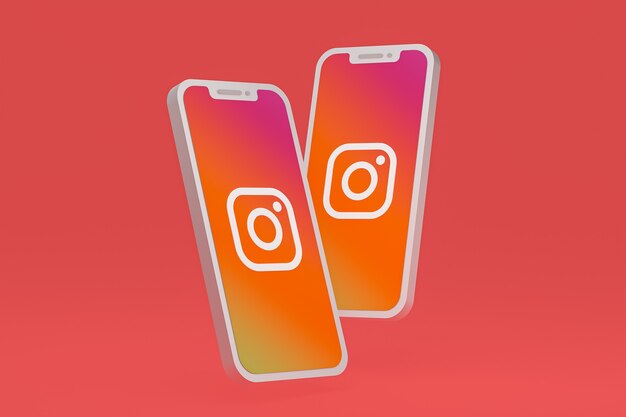 Ícone do Instagram na tela do smartphone ou renderização 3D do celular