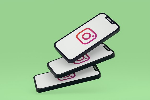 Ícone do Instagram na tela do smartphone ou renderização 3D do celular