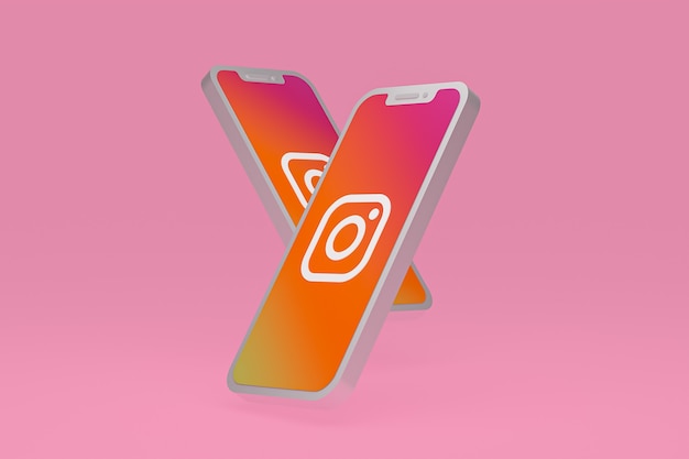 Ícone do Instagram na tela do smartphone ou renderização 3D do celular