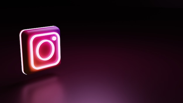 Ícone do logotipo 3D do instagram com imagens de renderização de alta qualidade de luzes