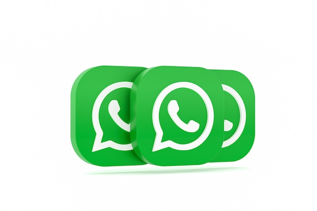 Ícone do logotipo verde do aplicativo Whatsapp renderização 3d em branco