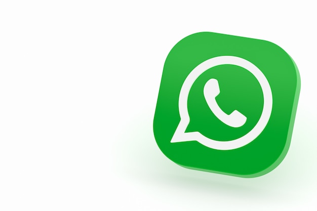 Ícone do logotipo verde do aplicativo Whatsapp renderização 3D em fundo branco