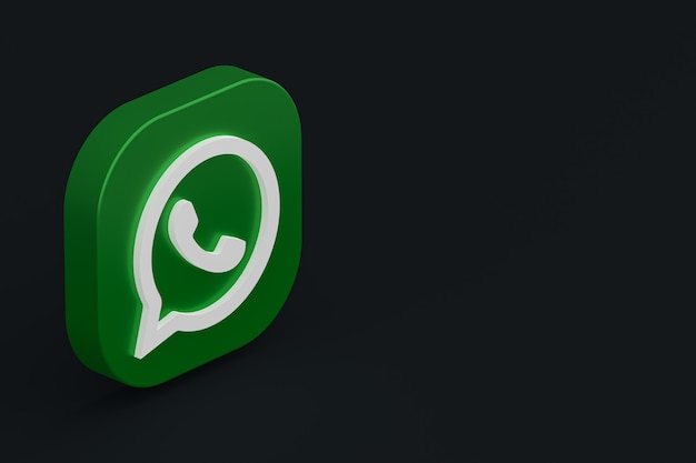 Ícone do logotipo verde do aplicativo Whatsapp renderização 3D em fundo preto