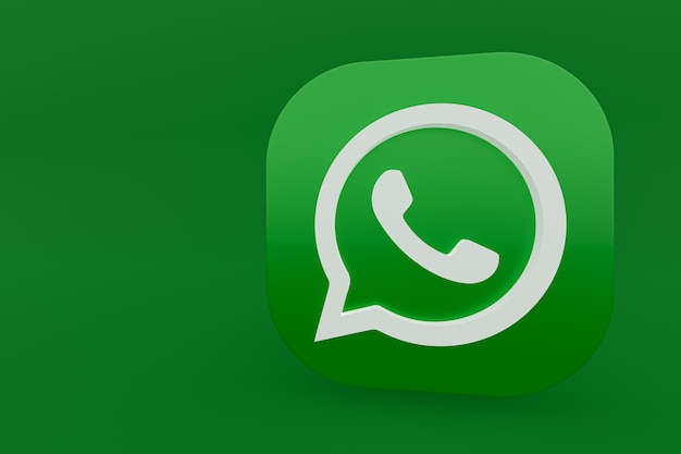 Ícone do logotipo verde do aplicativo Whatsapp renderização 3D em fundo verde