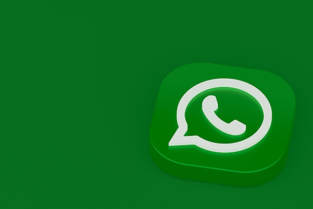 Ícone do logotipo verde do aplicativo Whatsapp renderização 3D em fundo verde