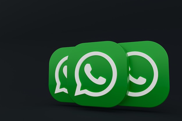 Ícone do logotipo verde do aplicativo Whatsapp renderização 3d em preto