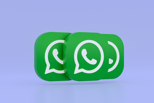 Ícone do logotipo verde do aplicativo Whatsapp renderização 3D em roxo