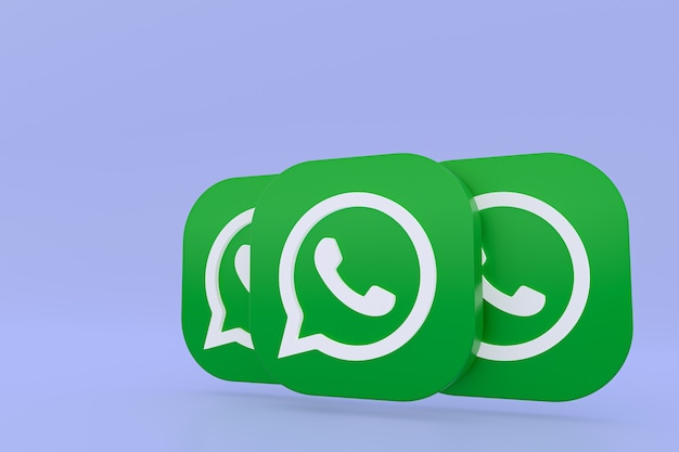 Ícone do logotipo verde do aplicativo Whatsapp renderização 3D em roxo