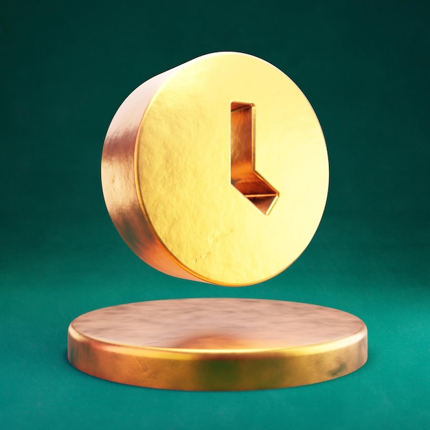 Ícone do relógio. Símbolo do Fortuna Gold Clock com fundo Tidewater Green. Ícone de mídia social renderizado 3D.