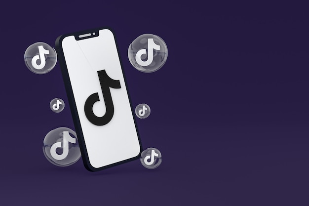 Ícone do Tiktok na tela do celular renderização em 3D