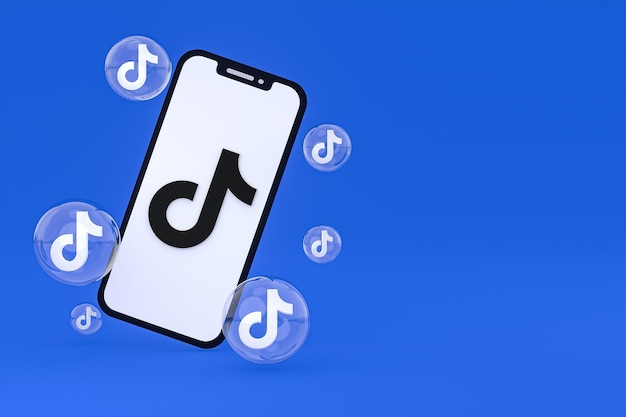 Ícone do Tiktok na tela do celular renderização em 3D