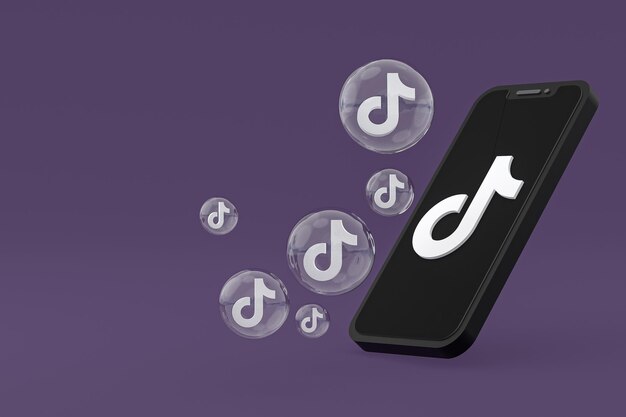 Ícone do Tiktok na tela do smartphone ou celular 3d renderização