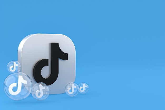 Ícone do Tiktok na tela do smartphone ou celular renderização 3D em fundo azul