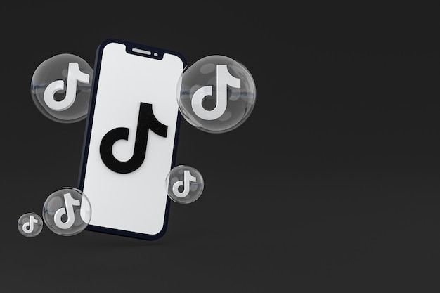 Ícone do Tiktok na tela do smartphone ou renderização 3D do celular