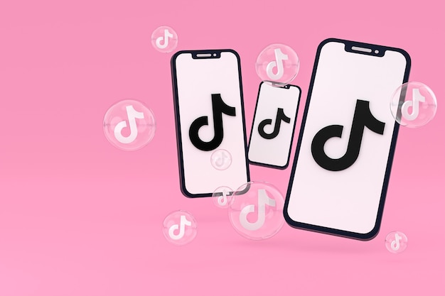 Ícone do Tiktok na tela do smartphone ou renderização 3D do telefone móvel