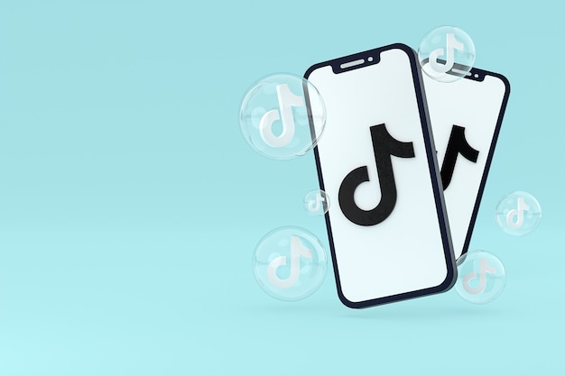 Ícone do Tiktok na tela do smartphone ou renderização 3D do telefone móvel