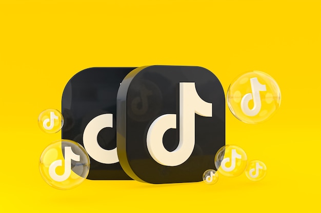 Ícone do Tiktok na tela do smartphone ou renderização 3D do telefone móvel